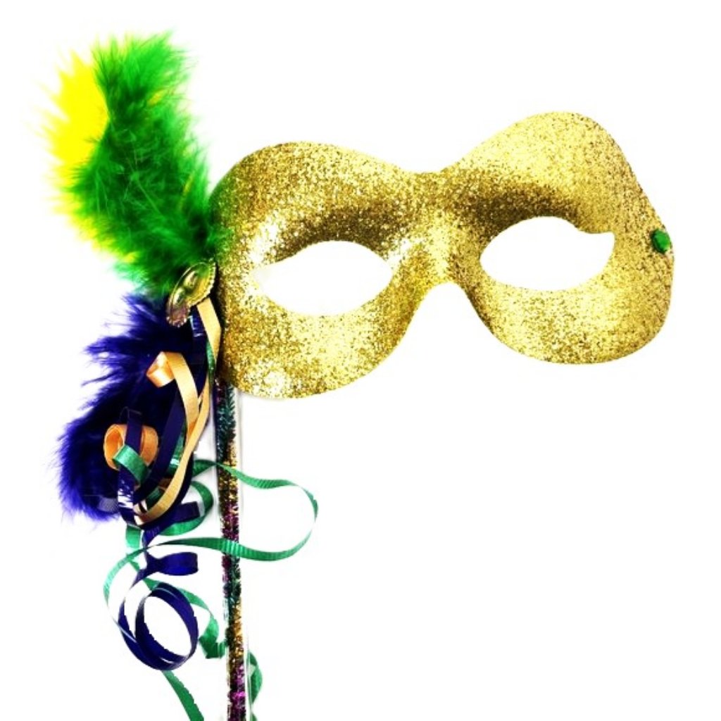 Mardi Gras Harlequin Gold Mardi Gras Mask  Beads Nwot